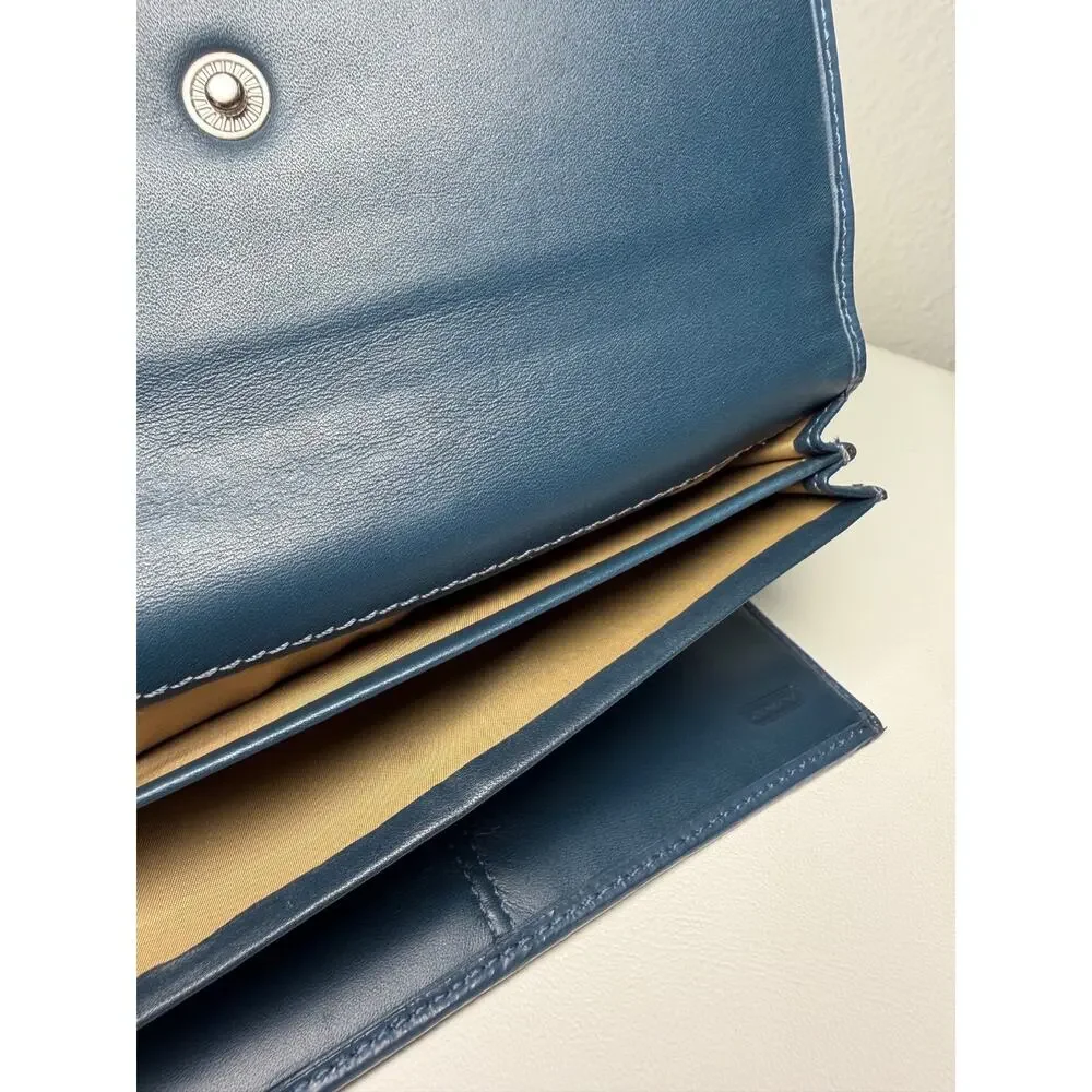 Coach Vintage Signature Blue Jacquard Canvas Trifold Slim Envelope Wallet NWOT 7
